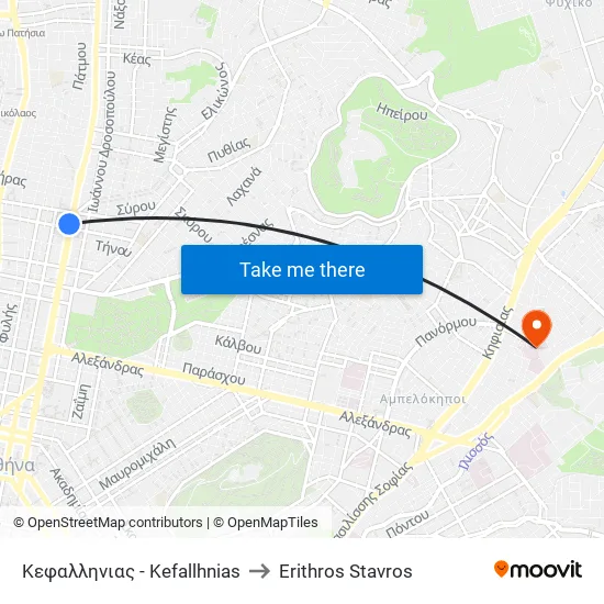 Κεφαλληνιας - Kefallhnias to Red Cross map