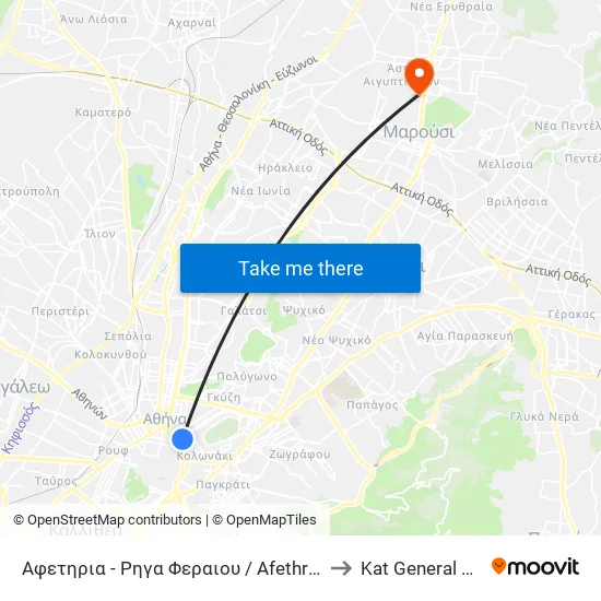 Αφετηρια - Ρηγα Φεραιου / Afethria - Rhga Feraioy to Kat General Hospital map