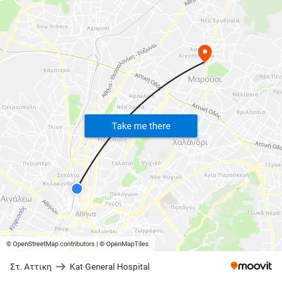 Στ. Αττικη to Kat General Hospital map