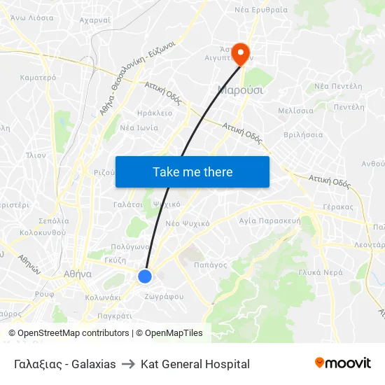 Γαλαξιας - Galaxias to Kat General Hospital map