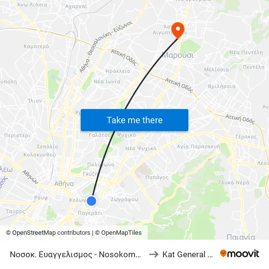 Νοσοκ. Ευαγγελισμος - Nosokomeio Eyaggelismos to Kat General Hospital map