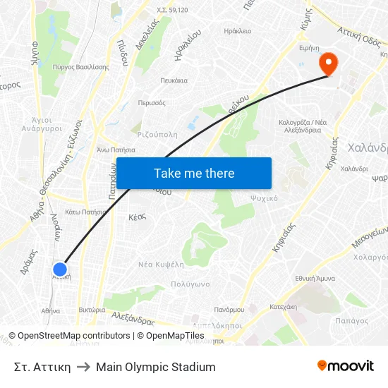 Στ. Αττικη to Main Olympic Stadium map