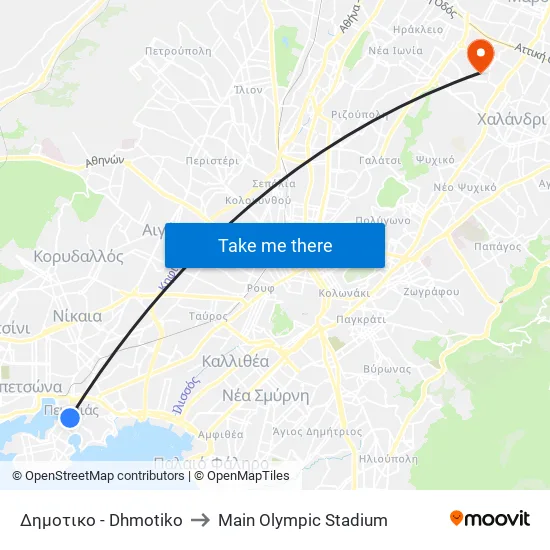 Δημοτικο - Dhmotiko to Main Olympic Stadium map