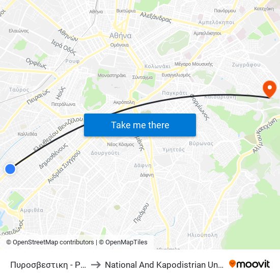 Πυροσβεστικη - Pyrosbestikh to National And Kapodistrian University Of Athens map