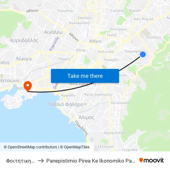 Φοιτητικη Εστια to Panepistimio Pirea Ke Ikonomiko Panepistimio Pirea map