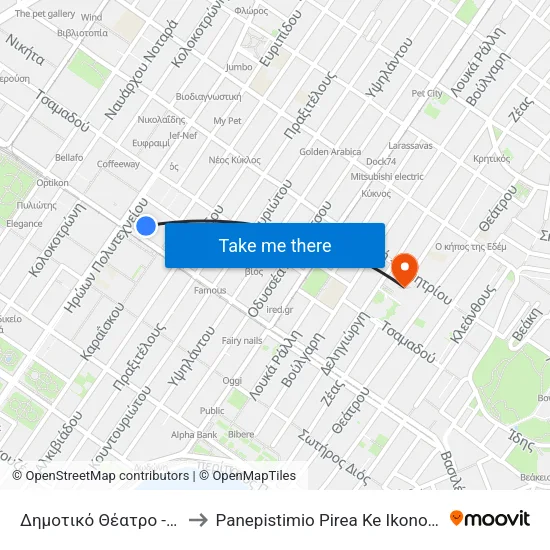 Δημοτικό Θέατρο - Dimotiko Theatro to Panepistimio Pirea Ke Ikonomiko Panepistimio Pirea map