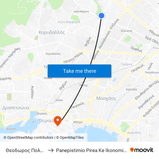 Θεοδωρος Πολυκανδριωτης to Panepistimio Pirea Ke Ikonomiko Panepistimio Pirea map