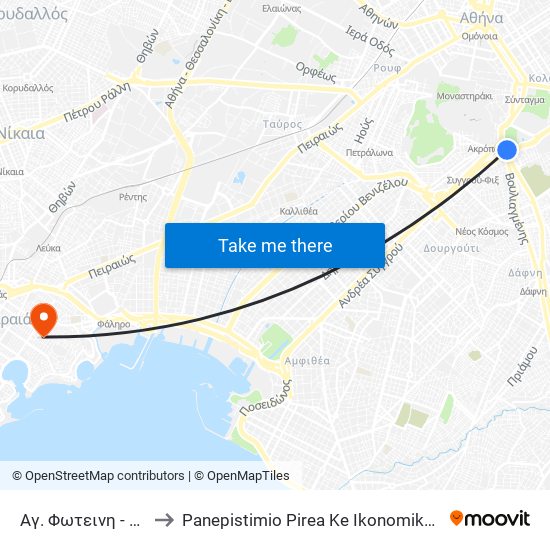 Αγ. Φωτεινη - Ag. Foteinh to Panepistimio Pirea Ke Ikonomiko Panepistimio Pirea map