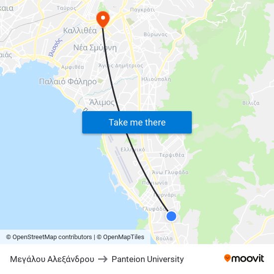 Μεγάλου Αλεξάνδρου to Panteion University map