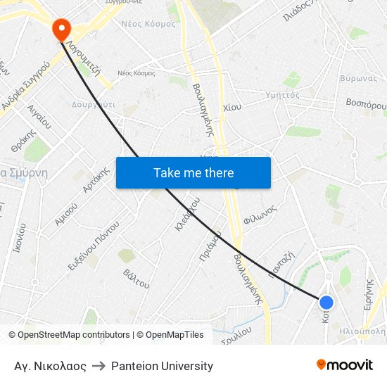 Αγ. Νικολαος to Panteion University map