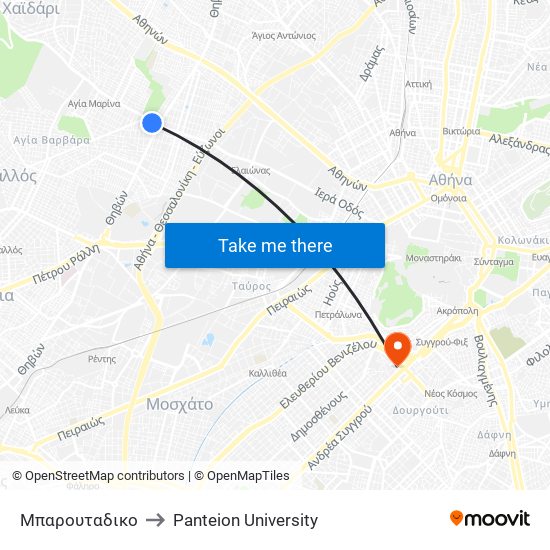 Μπαρουταδικο to Panteion University map