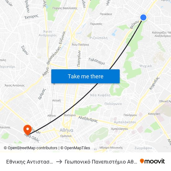 Εθνικης Αντιστασεως to Γεωπονικό Πανεπιστήμιο Αθηνών map
