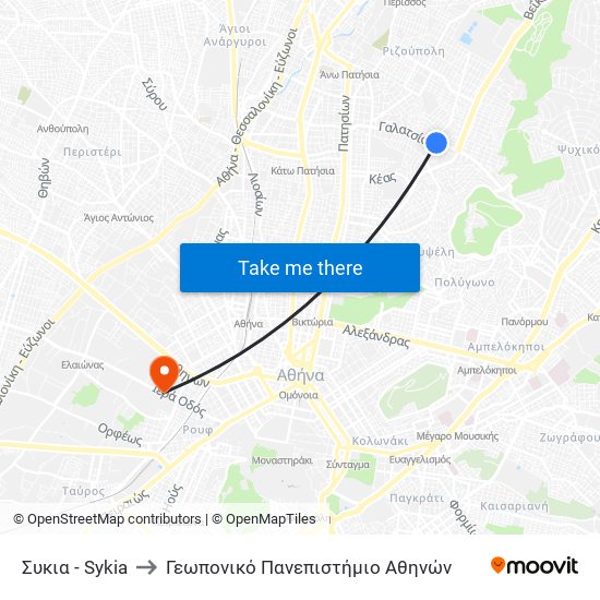 Συκια - Sykia to Γεωπονικό Πανεπιστήμιο Αθηνών map