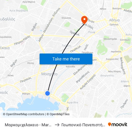 Μαρκομιχελακειο - Markomixelakeio to Γεωπονικό Πανεπιστήμιο Αθηνών map