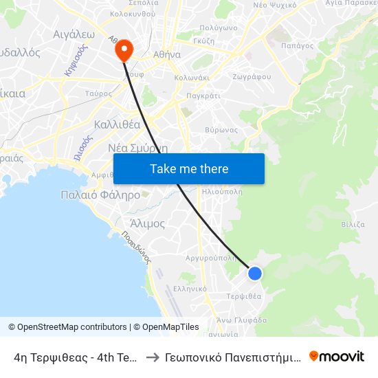 4η Τερψιθεας - 4th Terpsitheas to Γεωπονικό Πανεπιστήμιο Αθηνών map