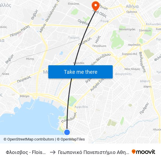 Φλοισβος - Floisbos to Γεωπονικό Πανεπιστήμιο Αθηνών map