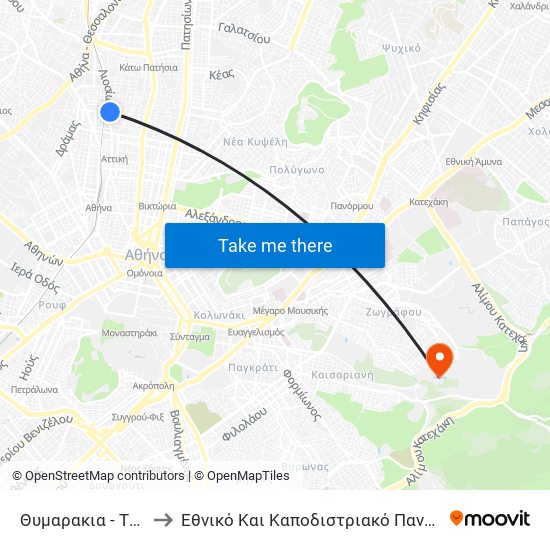 Θυμαρακια - Thymarakia to Εθνικό Και Καποδιστριακό Πανεπιστήμιο Αθηνών map