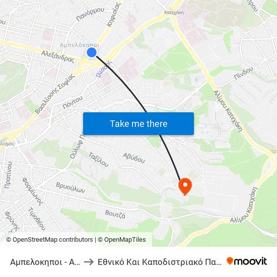 Αμπελοκηποι - Ampelokhpoi to Εθνικό Και Καποδιστριακό Πανεπιστήμιο Αθηνών map