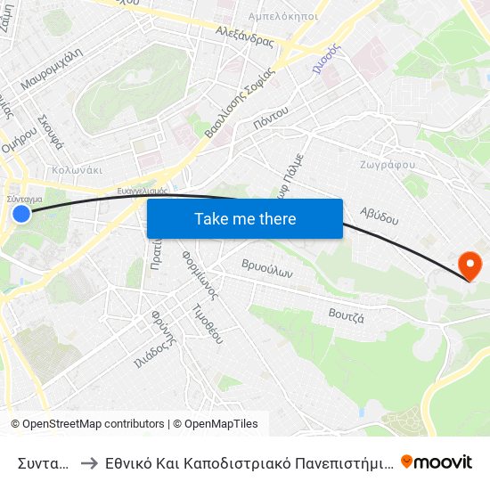 Συνταγμα to Εθνικό Και Καποδιστριακό Πανεπιστήμιο Αθηνών map