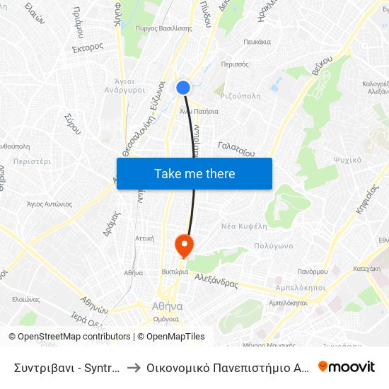 Συντριβανι - Syntribani to Οικονομικό Πανεπιστήμιο Αθηνών map