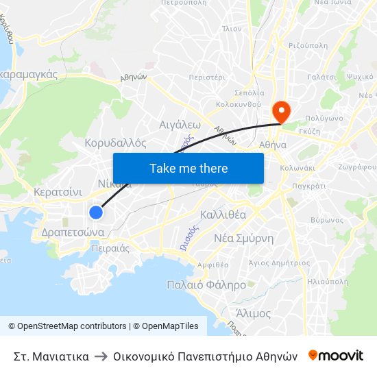 Στ. Μανιατικα to Οικονομικό Πανεπιστήμιο Αθηνών map