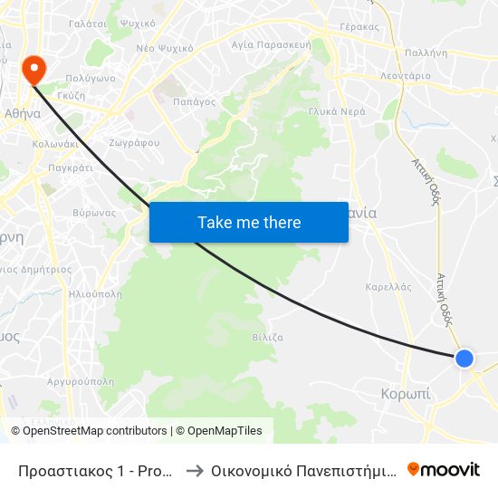 Προαστιακος 1 - Prostiakos 1 to Οικονομικό Πανεπιστήμιο Αθηνών map
