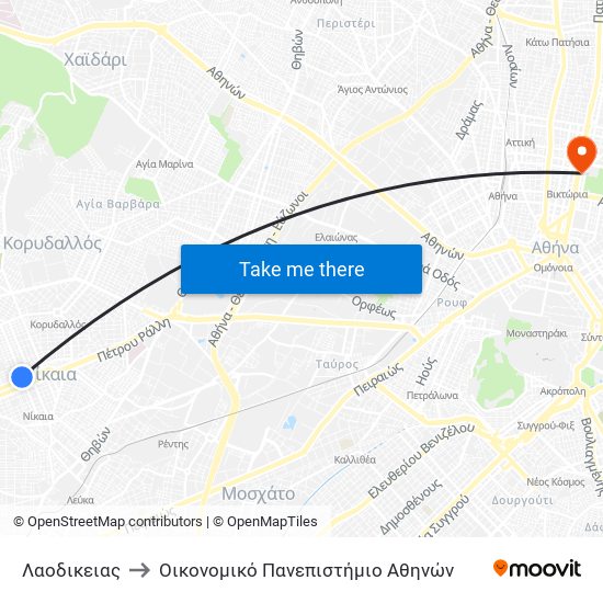 Λαοδικειας to Οικονομικό Πανεπιστήμιο Αθηνών map