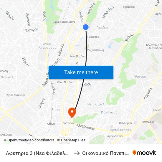 Αφετηρια 3 (Νεα Φιλαδελφεια) - Nea Filadelfeia to Οικονομικό Πανεπιστήμιο Αθηνών map