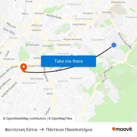 Φοιτητικη Εστια to Πάντειον Πανεπιστήμιο map