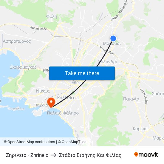 Ζηρινειο - Zhrineio to Στάδιο Ειρήνης Και Φιλίας map