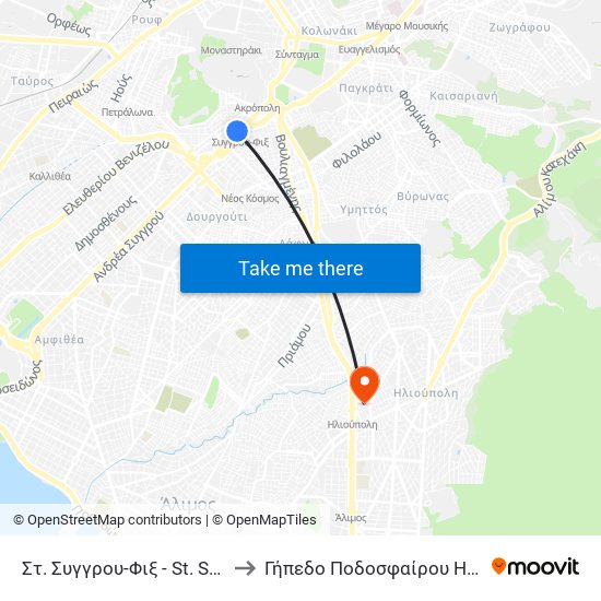 Στ. Συγγρου-Φιξ - St. Syggrou-Fix to Γήπεδο Ποδοσφαίρου Ηλιούπολης map