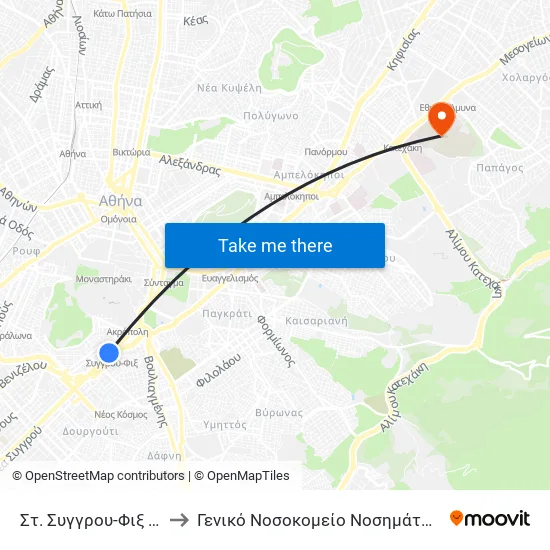 Syggrou-Fix Station to Sotiria Thoracic Diseases General Hospital map