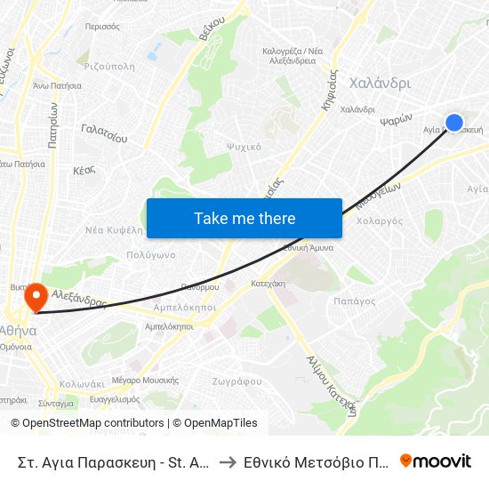 Στ. Αγια Παρασκευη - St. Agia Paraskeyh to Εθνικό Μετσόβιο Πολυτεχνείο map