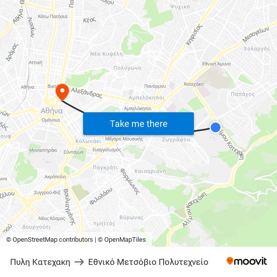Πυλη Κατεχακη to Εθνικό Μετσόβιο Πολυτεχνείο map