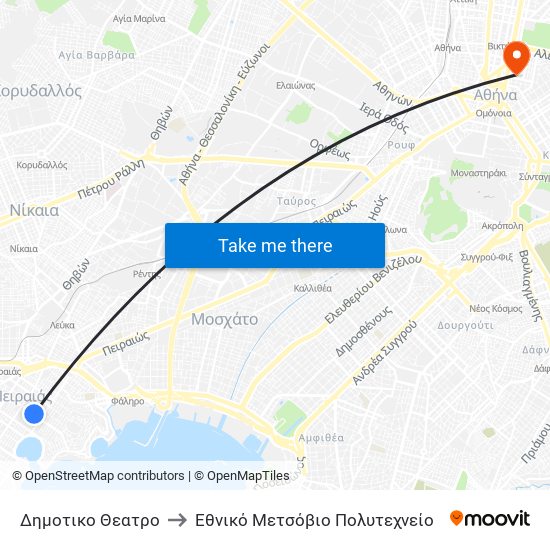 Δημοτικο Θεατρο to Εθνικό Μετσόβιο Πολυτεχνείο map