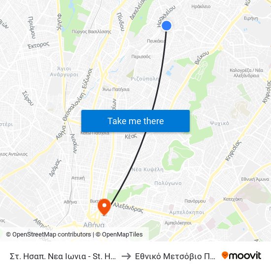 Στ. Ησαπ. Νεα Ιωνια - St. Hsap. Nea Ionia to Εθνικό Μετσόβιο Πολυτεχνείο map