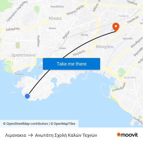 Λιμανακια to Ανωτάτη Σχολή Καλών Τεχνών map