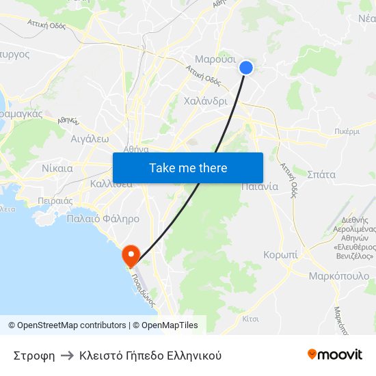 Στροφη to Κλειστό Γήπεδο Ελληνικού map