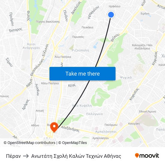 Πέραν to Ανωτάτη Σχολή Καλών Τεχνών Αθήνας map