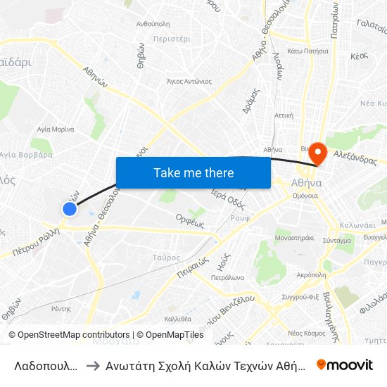 Λαδοπουλου to Ανωτάτη Σχολή Καλών Τεχνών Αθήνας map