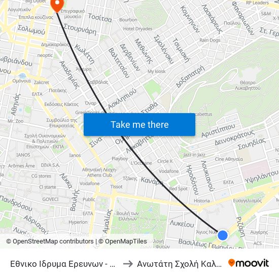 Εθνικο Ιδρυμα Ερευνων - Ethniko Idryma Ereynon to Ανωτάτη Σχολή Καλών Τεχνών Αθήνας map