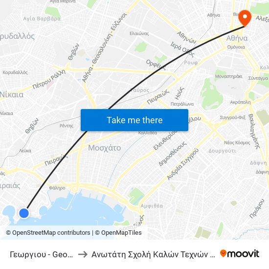 Γεωργιου - Georgioy to Ανωτάτη Σχολή Καλών Τεχνών Αθήνας map