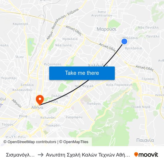 Σισμανόγλειο to Ανωτάτη Σχολή Καλών Τεχνών Αθήνας map