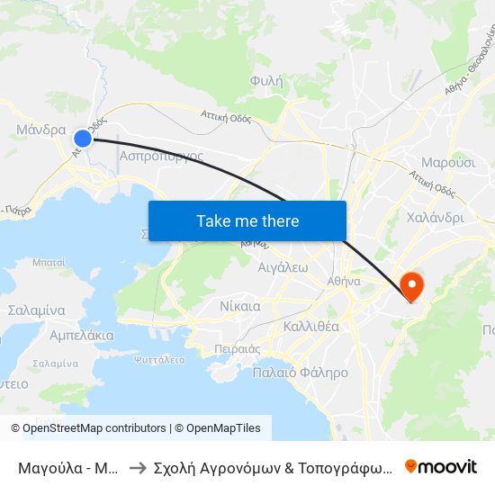 Μαγούλα - Magoula to Σχολή Αγρονόμων & Τοπογράφων Μηχανικών map