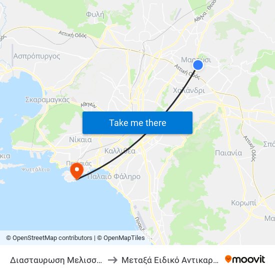 Διασταυρωση Μελισσιων - Diastayrosi Melission to Μεταξά Ειδικό Αντικαρκινικό Νοσοκομείο Πειραιά map