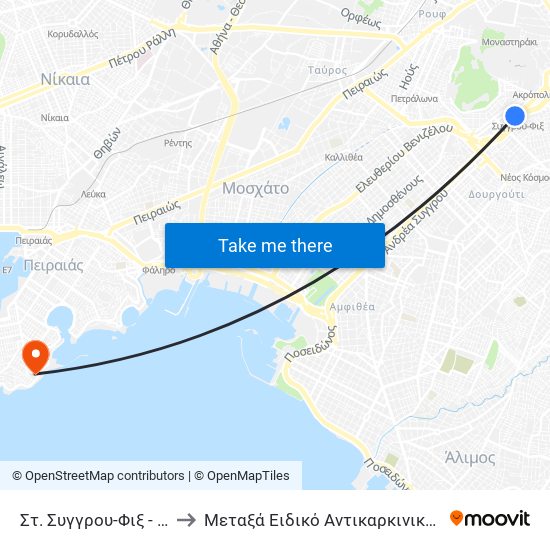 Στ. Συγγρου-Φιξ - St. Syggrou-Fix to Μεταξά Ειδικό Αντικαρκινικό Νοσοκομείο Πειραιά map