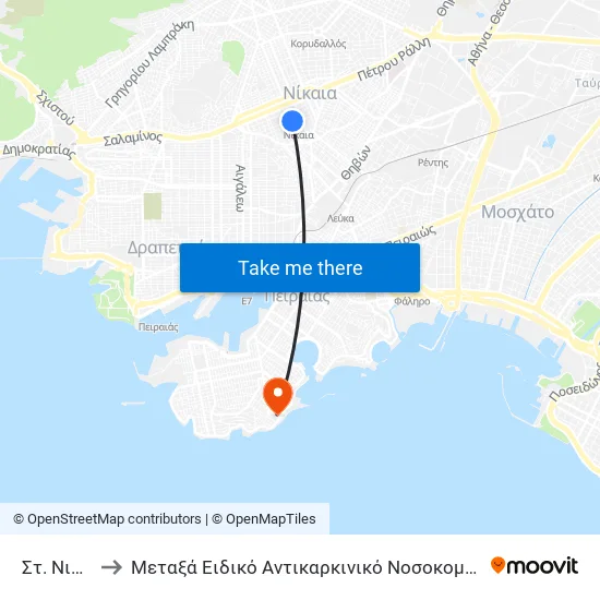 Στ. Νικαια to Metaxa Special Cancer Hospital of Piraeus map