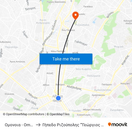 Ομονοια - Omonoia to Γήπεδο Ριζούπολης ""Γεώργιος Καμάρας"" map
