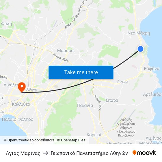 Αγιας Μαρινας to Γεωπονικό Πανεπιστήμιο Αθηνών map