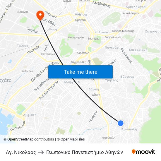 Αγ. Νικολαος to Γεωπονικό Πανεπιστήμιο Αθηνών map